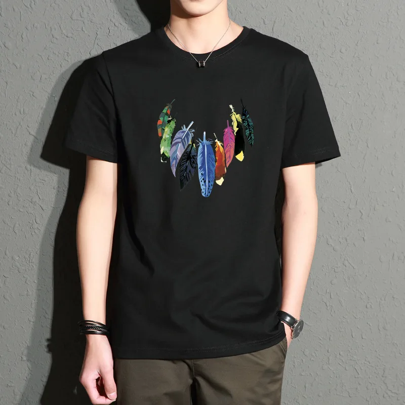 

Summer trendy men's print pattern Harajuku print 100% pure cotton short-sleeved T-shirt Y2k fashionable casual wear top
