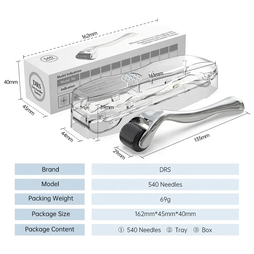 540 Derma Roller for Hair Beard Facial Skin Face - Beard Growth - for Men Women Home Use  - Microneedling Roller Skin Care Tool