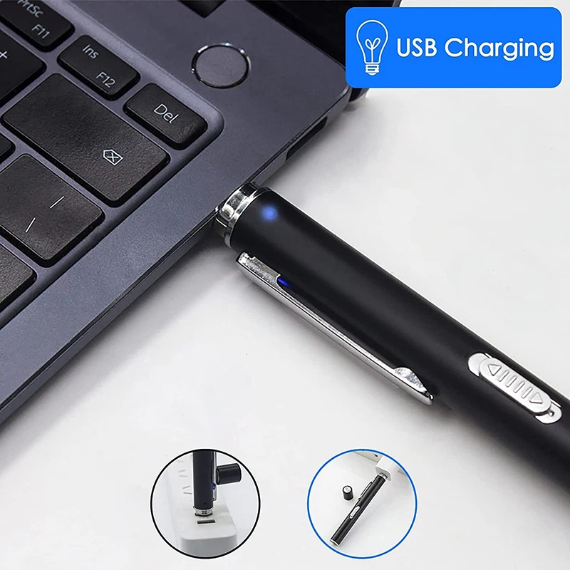 C2 2pcs Dual Beam Led Penlight Slim Usb Rechargeable Mini Portable With Scale Flashlight For Doctors Check Oral Pupil Pen Light