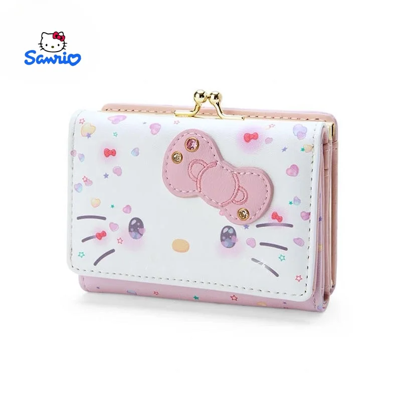 50. Jahrestag Hello Kitty Kawaii Brieftasche Kurz Cartoon Sanrio Girly Herz Niedlich Dreifach Kreative Geldbörse Geschenk Großhandel