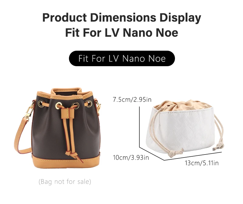 CRAZYSMITH Bag Organizer For LV Nano Noe Handbag Dupont Paper Inner Bag Insert Storage Bags Drawstring Liner Bag Support Shaper
