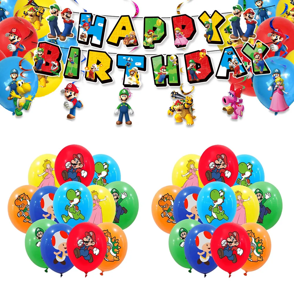 

Super Mary Series Balloon Set Mario Bros Luigi Yoshi Action Figures Partys Theme Aluminum Film Balloon Decorate Children Gifts