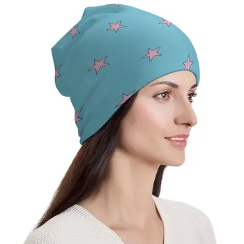 ジョニージョスター-大人のためのファッショナブルなニットの帽子,ピンクの星の骨のネット,bizis is is Anribeanie,暖かい柔らかいキャップ,冬のファッション