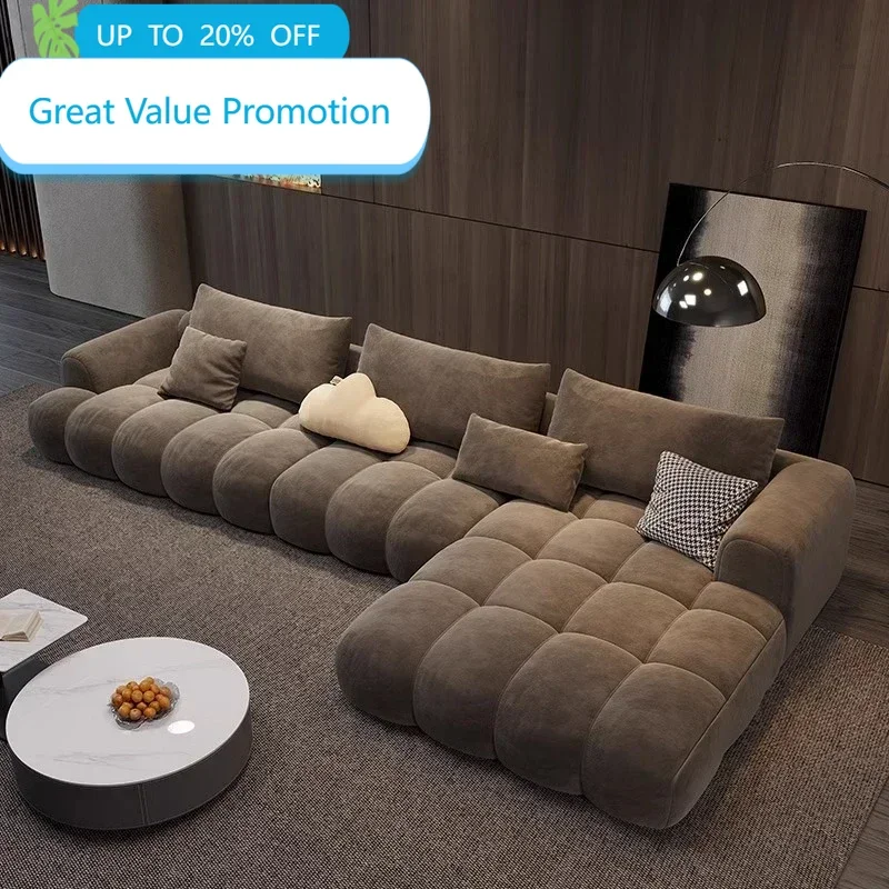9New Relaxing Fancy Sofa Luxury Designer Brown Floor Recliner Sofa Puffs Sectional Lounge Divano Soggiorno Living Room Furniture
