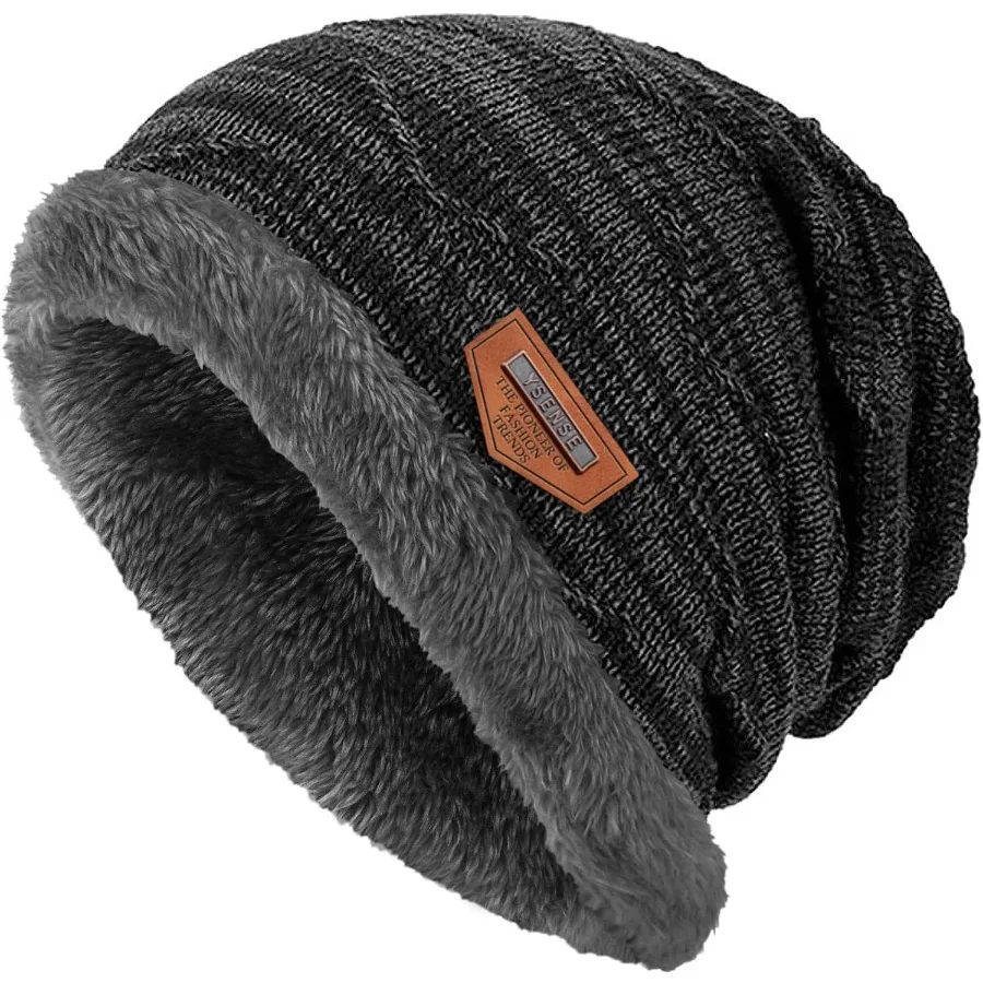 

Mens Winter Hats Warm Slouchy Beanie Oversized Baggy Hat Fleece Lined Knit Skull Cap