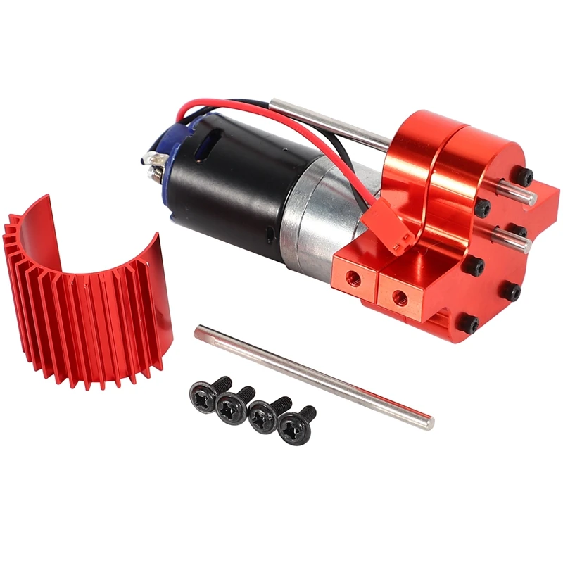 

370 Brushed Motor+Alloy Heat Sink Gear Box Set With Steel Gears For WPL Henglong C14 C24 B14 B24 B16 B36 4X4 6X6 Upgraded Parts