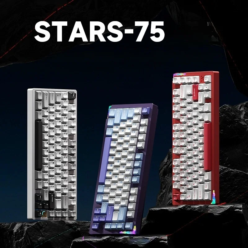 

Weikav Stars75 Механическая клавиатура RGB Беспроводная трехрежимная индивидуальная алюминиевая игровая клавиатура с полной клавишей с возможностью горячей замены на складе