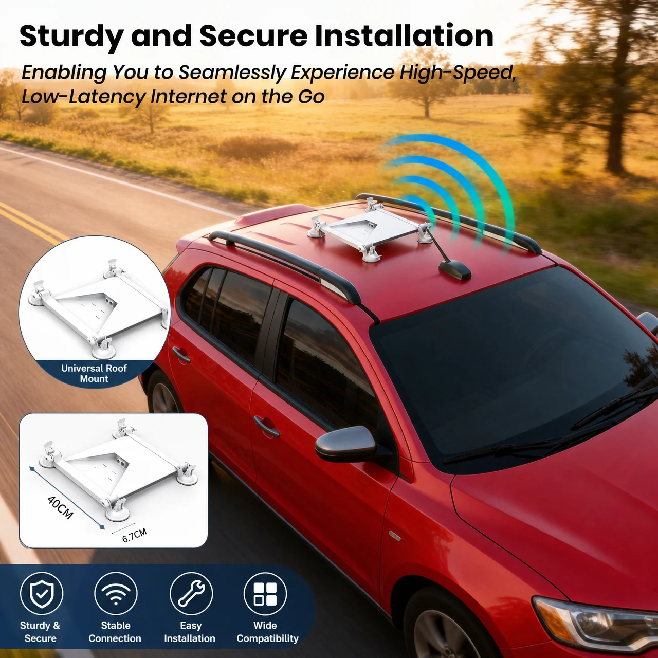 For Starlink Mini Car Roof Mount Kit , Magnetic Quick Release Starlink Mini Mounting Flexible Adjustment  Window Roof Accessory