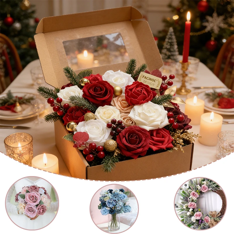 

Elegant Fake Flower Bouquet Wedding Bridal Decor Home Living Room Table Centerpiece Valentine’s Gift Artificial Flowers Gifts