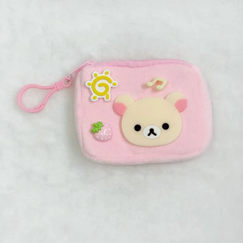 Kawaii Japanese Rilakkuma Plush Coin Purse 2025 Cute Bear Design Key Chain Pendant Storage Bag Backpack Decoration For Girls New