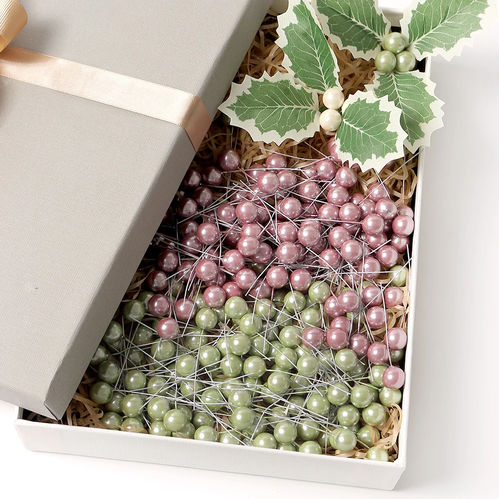 1.2cm Artificial Flowers Berry Christmas Ornaments for Home Decor Xmas Tree New Year Party Decoration DIY Cake Gift Accessories