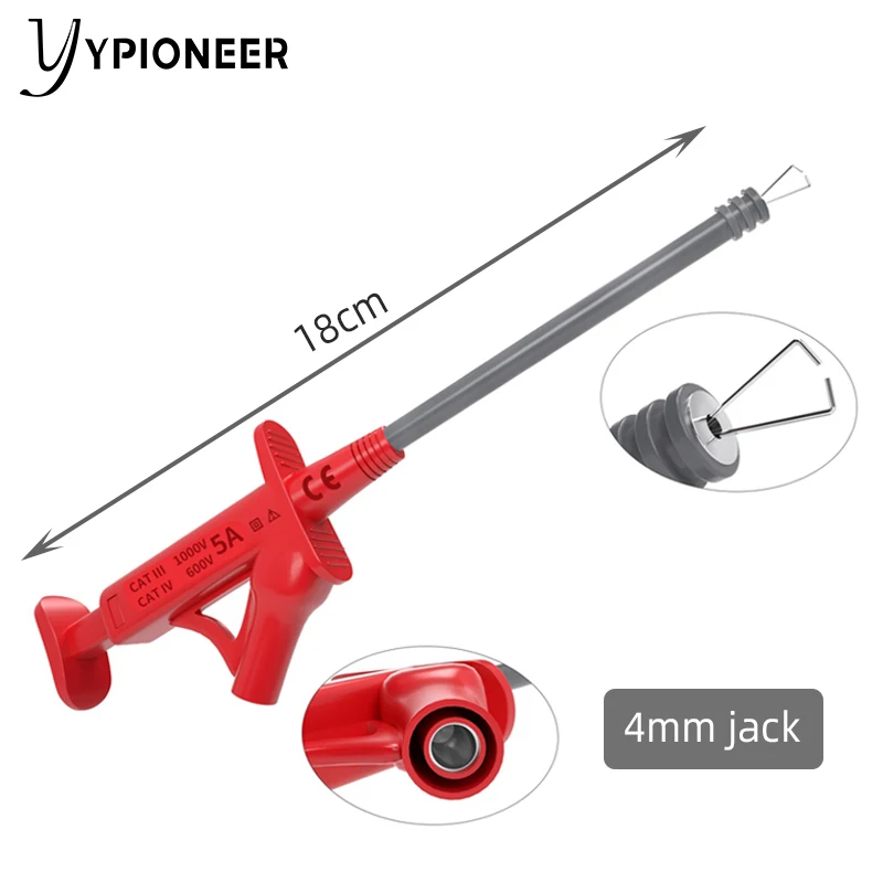 YPioneer P30042 2PCS Multifunctional Insulated Quick Test Hook Clip 1000V Electric Flexible Test Probe Instrument Accessories