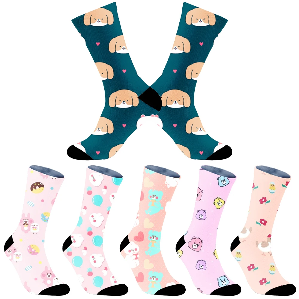 

6 Pair Men Women's Socks Harajuku Cotton Retro Art Funny Dinosaur Sock for Christmas Gift sport socks