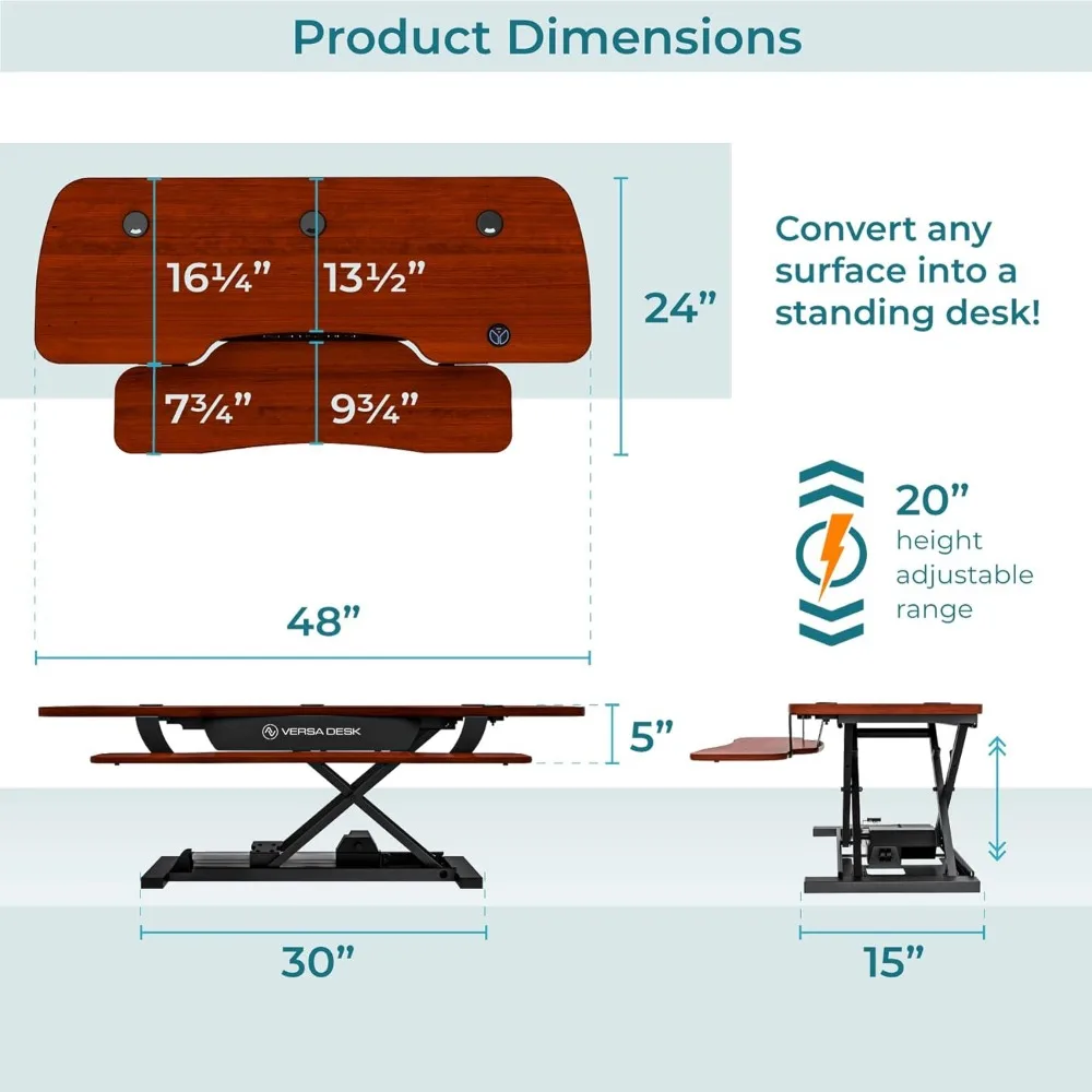 48 Zoll elektrischer höhen verstellbarer ergonomischer Schreibtisch konverter, Powerpro-Stehpult-Riser, Tastatur ablage