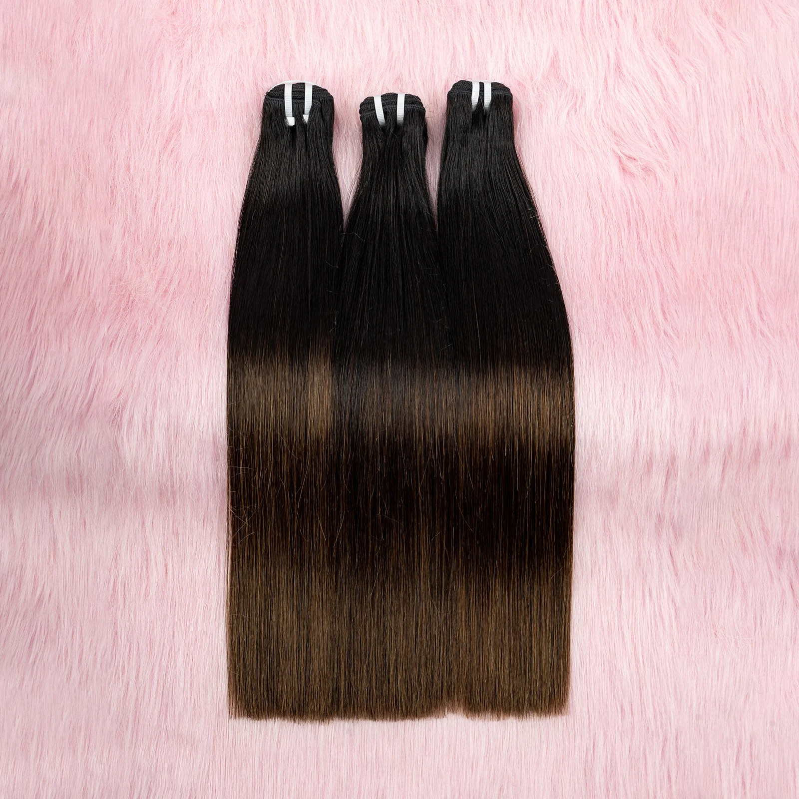 Silky Bone Straight Raw Human Hair Extensions 16A Grade 100% Vietnamese Virgin Hair 1BT4 Ombre for Weaving