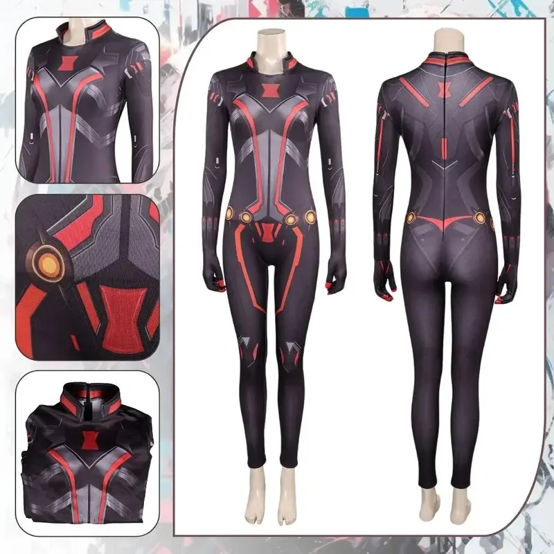 Rivals Наташа Романофф Косплей Фантазия Костюм для Женщин Комбинезон Боди Черная Маскировка Вдова Наряд Хэллоуин Карнавальный Костюм