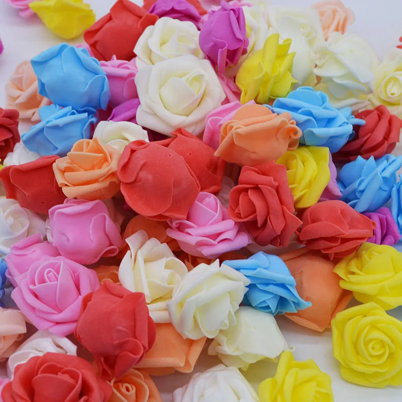 50pcs 4cm Fake PE Foam Rose Flower Head Artificial Flower For Wedding Birthday Party Home Decoration DIY Wreath Garland Craft