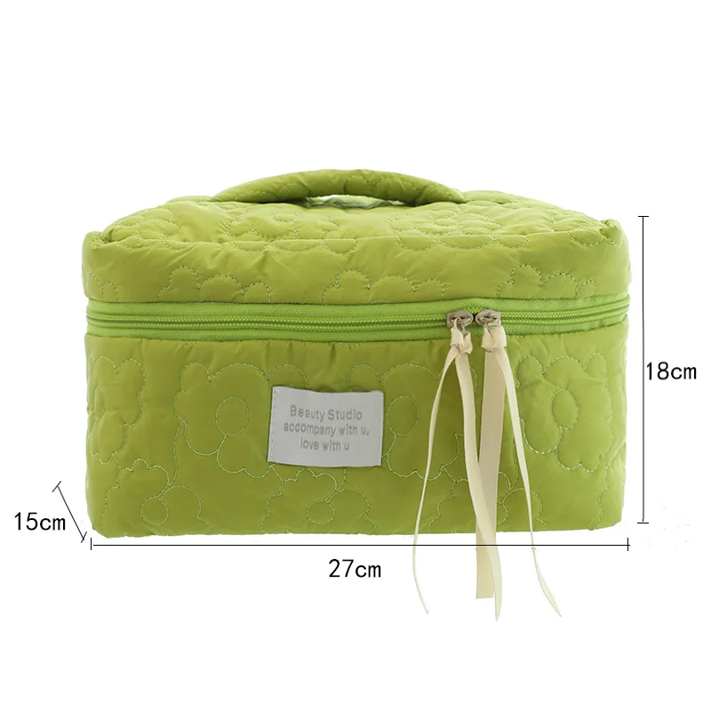 Small Large Flower Quilting Cloth Makeup Bag Women Cosmetic Organizer Female Storage Handbag Box Shape Toiletry Case for Girl