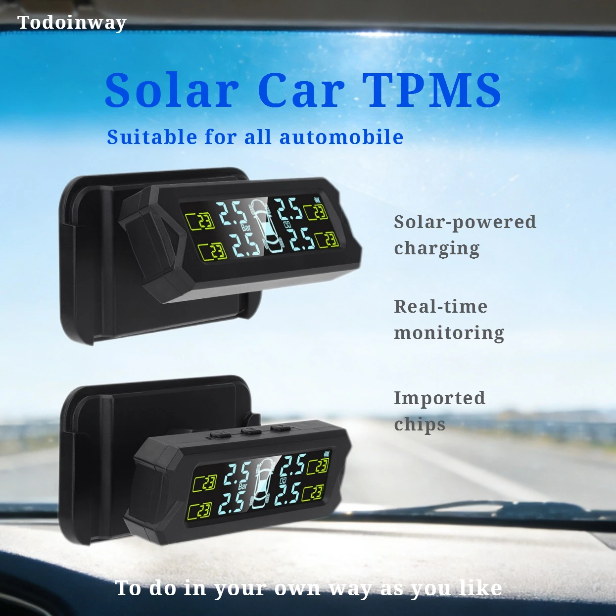 

Универсальный солнечный TPMS-датчик Todoinway с оповещением в реальном времени для Toyota Alphard 2012, Yaris 2009, C-HR 2018, Highlander, аксессуары