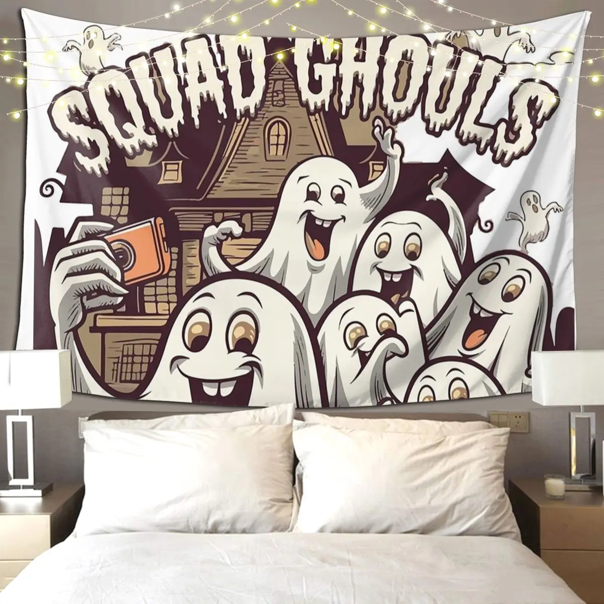 Squad Ghouls Tapestry Hippie Wall Hanging Aesthetic Home Decoration Tapestries for Living Room Bedroom Dorm Room