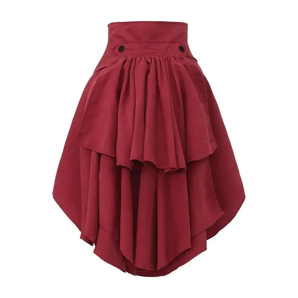 women's punk tailcoat Renaissance pirate costume wrapped pleated skirt Gothic Lolita Skirt Ruffles High Rise Pleated Skirt view 4