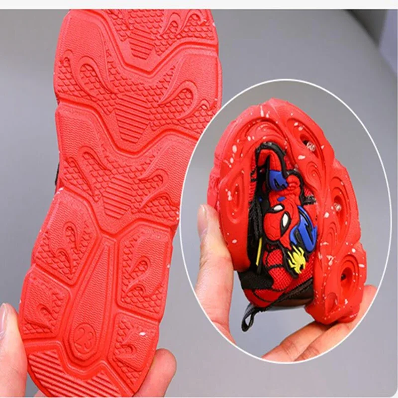 New Boys Led Light Luminious Shoes Baby Kids Girls Spring Autumn Casual Sneakers Cartoon Spiderman Toddler Sport Running Shoes