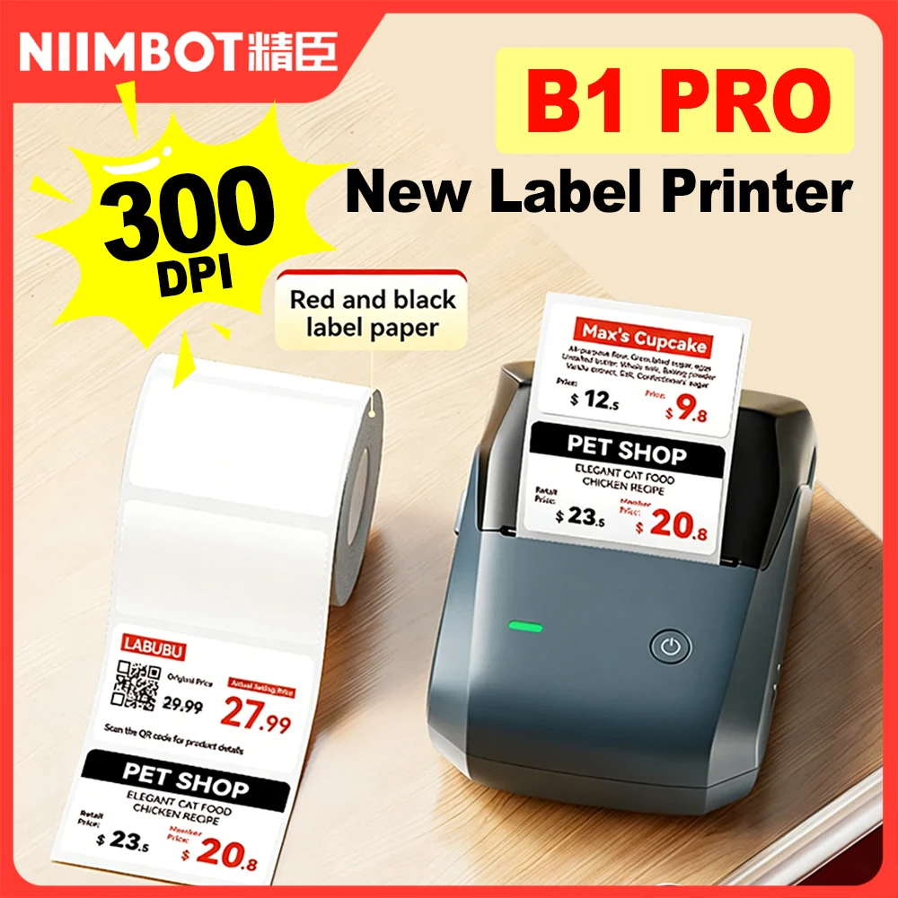 

Принтер этикеток Niimbot 300DPI B1 PRO, высококачественная красно-черная цветная печать, самоклеящиеся наклейки, фотопечать для бизнеса