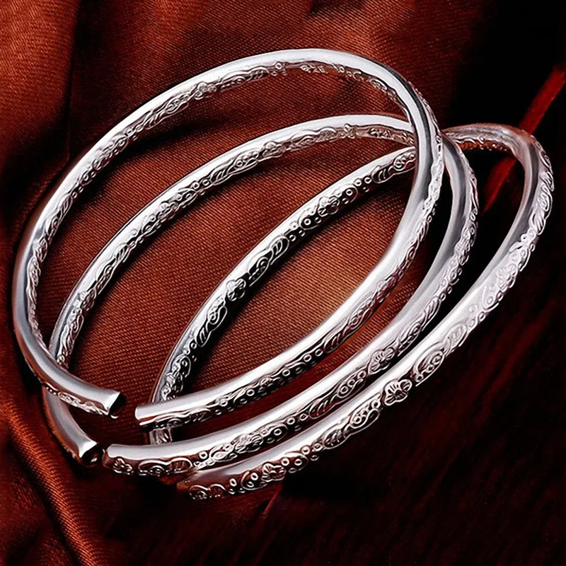 1pc 925 Sterling Silver Boho Bangles For Women Couple Korean Luxury Designer Jewelry Accessories Wholesale Jewellery - view 4