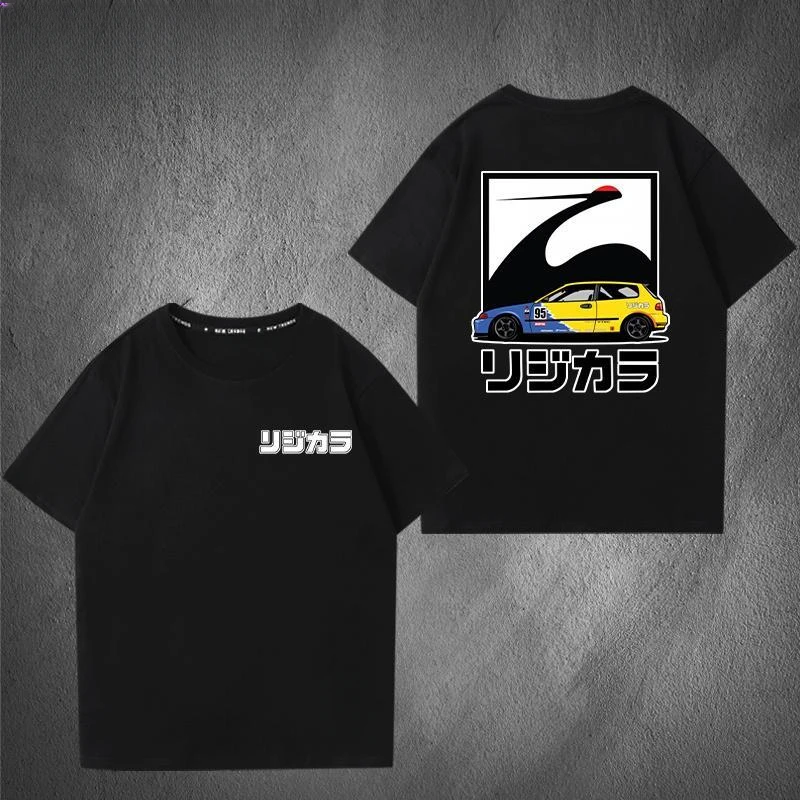 JDM Modified Car T-shirt GK Civic Surrounding Men and Women Couples Pure Cotton Short-sleeved Summer T-shirt Casual Wear