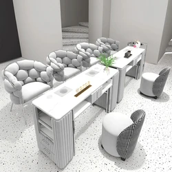 Estación de trabajo de lujo, MESA DE MANICURA, aspiradora estética moderna, organizador de almacenamiento de escritorio de uñas, muebles de salón de uñas Nagel Tisch