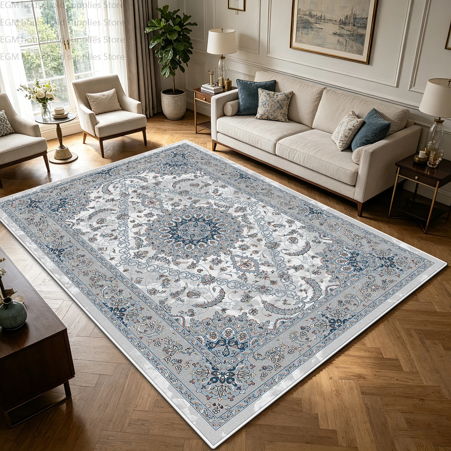 Retro Boho European Luxury Carpet Living Room Floor Mats Non-slip Washable Bedroom Lounge Decoration Home Large Rug Customizable
