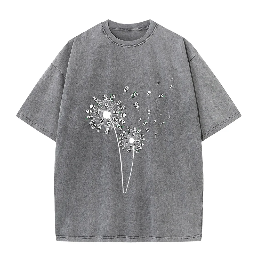 Funny Panda Dandelion Design Men Women Lover T-Shirt T Shirt Heren Футболка Shirts Męski Cotton Graphic Tee Quote Humor Summer