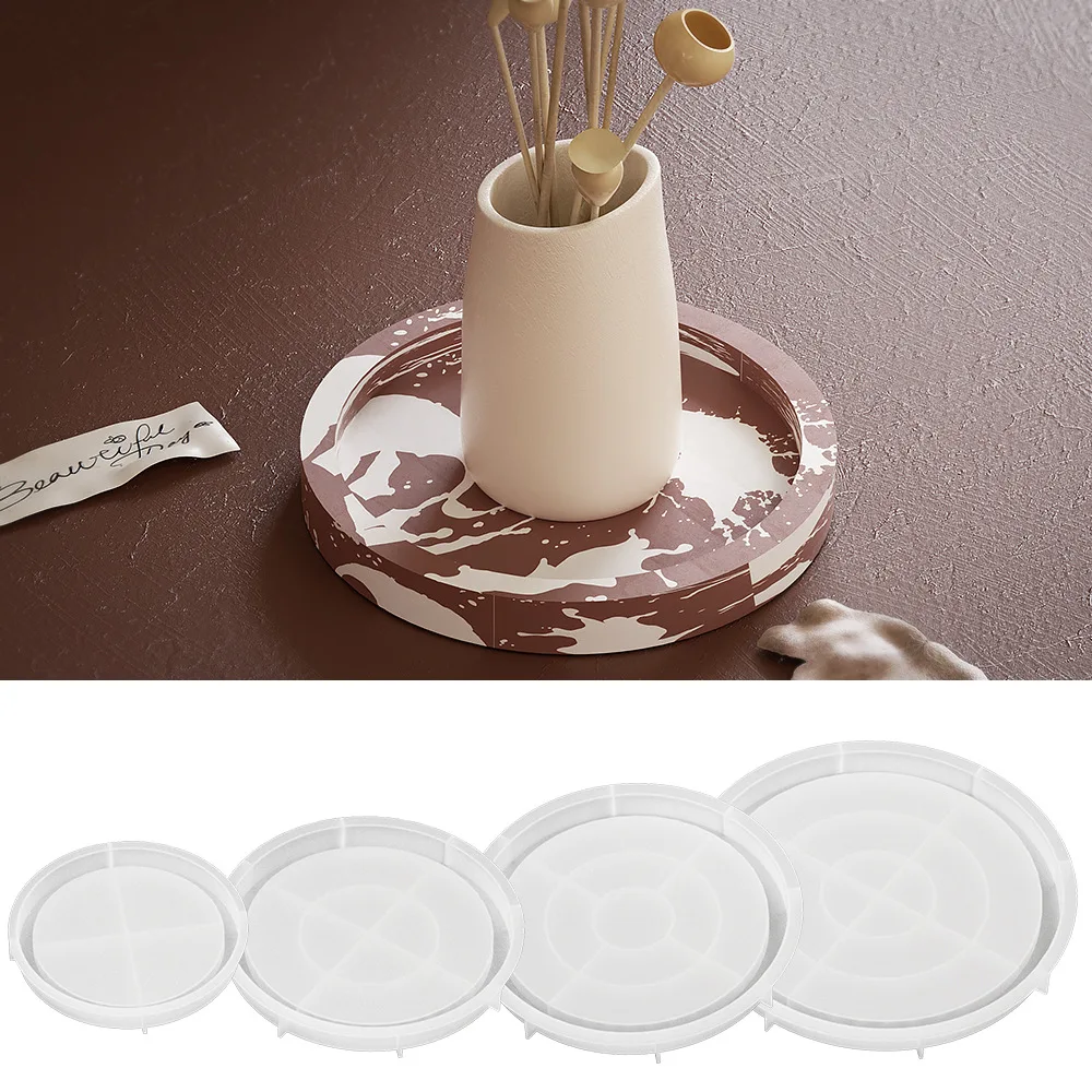 Large Round Serving Tray Mold with Edges for DIY