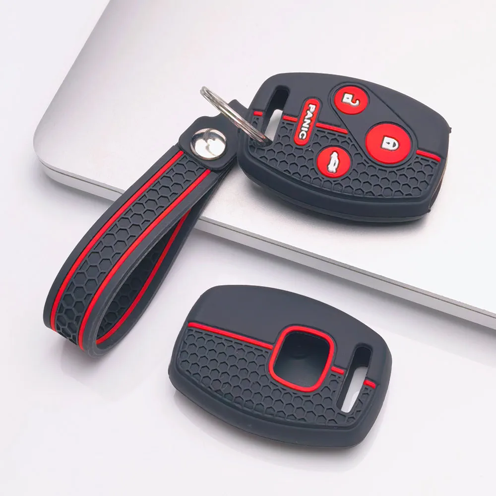 4 Button Silicone Remote Key Cover Fit Honda Civic Accord Pilot Odyssey Insight Stream 2004 Car Key Protector Case