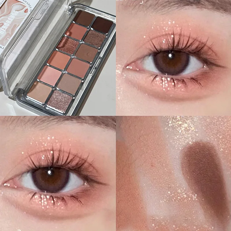 Herorange 12 Farben Lidschatten-Palette Matt Glitzer Erdtöne Mischbar Vielseitig Einsetzbar Anfänger Tägliches Make-up
