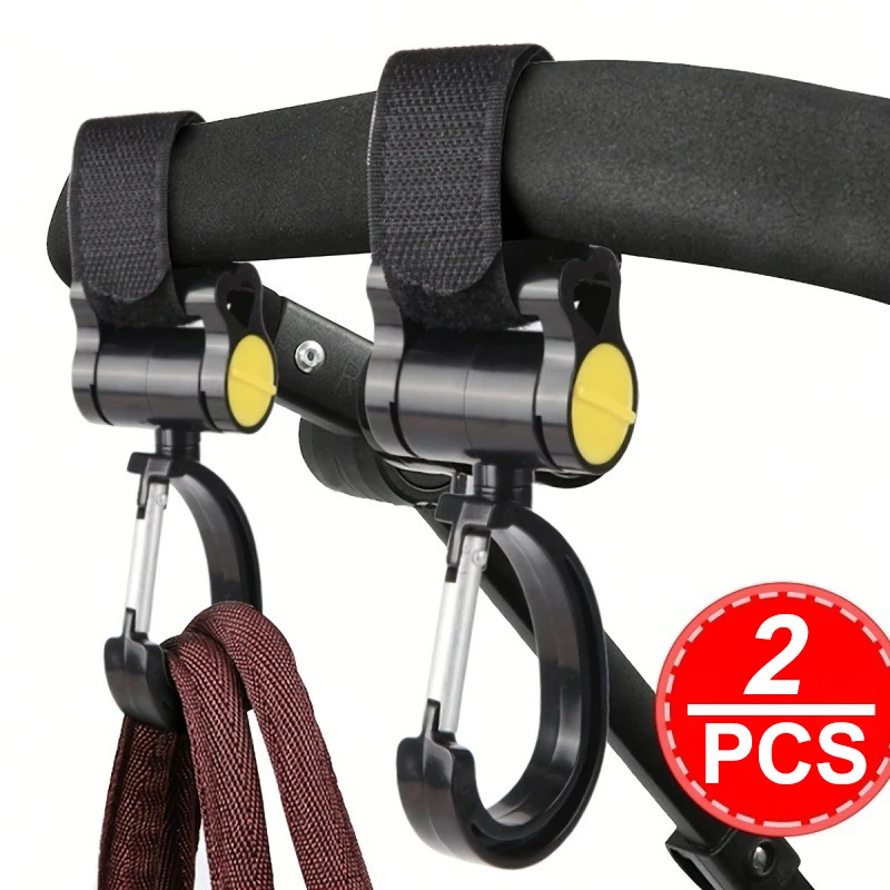

2Pcs 360° Rotatable Stroller Hooks | No-Drill PVC Universal Hooks For Strollers, E-Bikes & Helmets, Heavy-Duty Hanging Accessory
