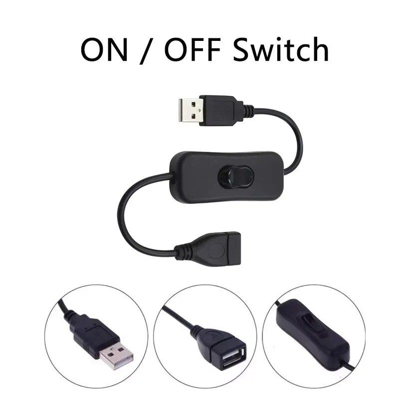 28cm USB Cable With Switch ON/OFF USB Cable Extension Toggle USB Male to Female Cable For LED Lamp USB Power Supply Device Tools