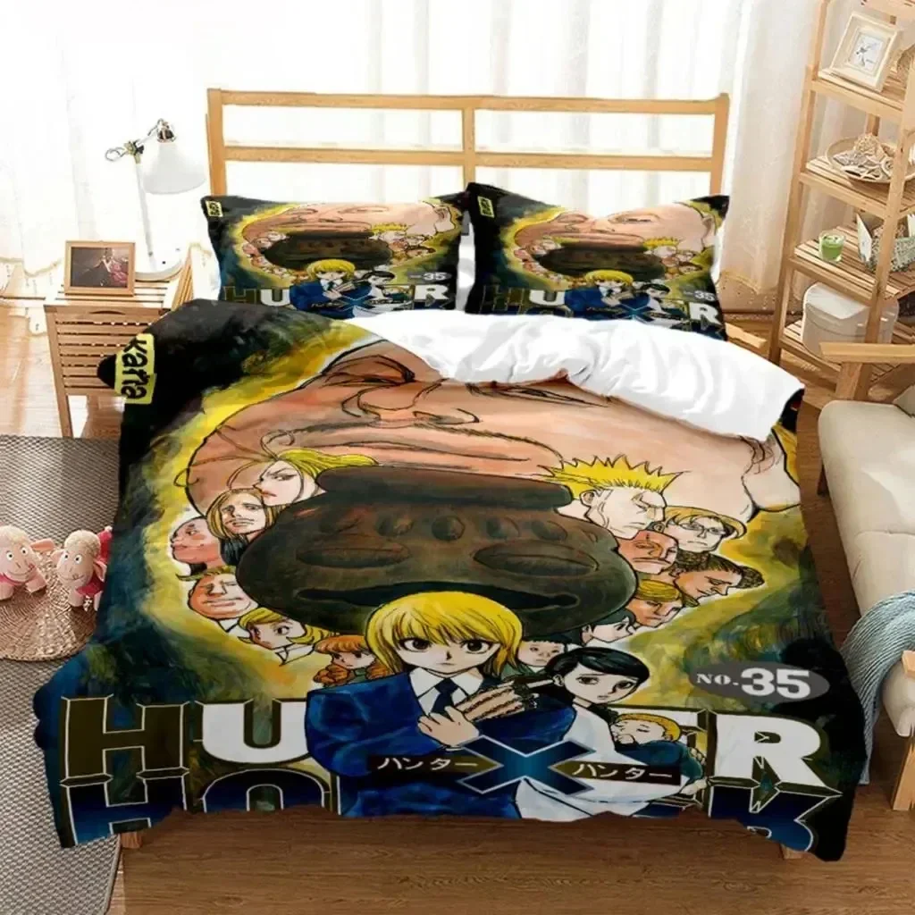 

Anime HUNTER HUNTER Printed Bed Set Duvet Cover Pillowcase Bedding Set Bed Linen Sheet Quilt Cover Full Queen King Size