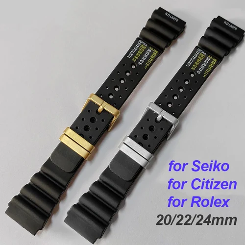 Pulsera de goma con límites ND de 20mm, 22mm y 24mm para Seiko, correa de reloj deportiva resistente al agua para Rolex, correas de buzo de alta calidad para Citizen