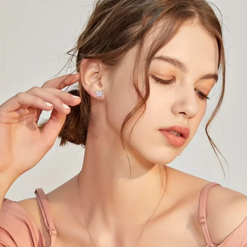 1 pair of low-allergy ear stud pendant screw earrings, flat-back earrings, butterfly turtle cartilage spiral ear screen piercing