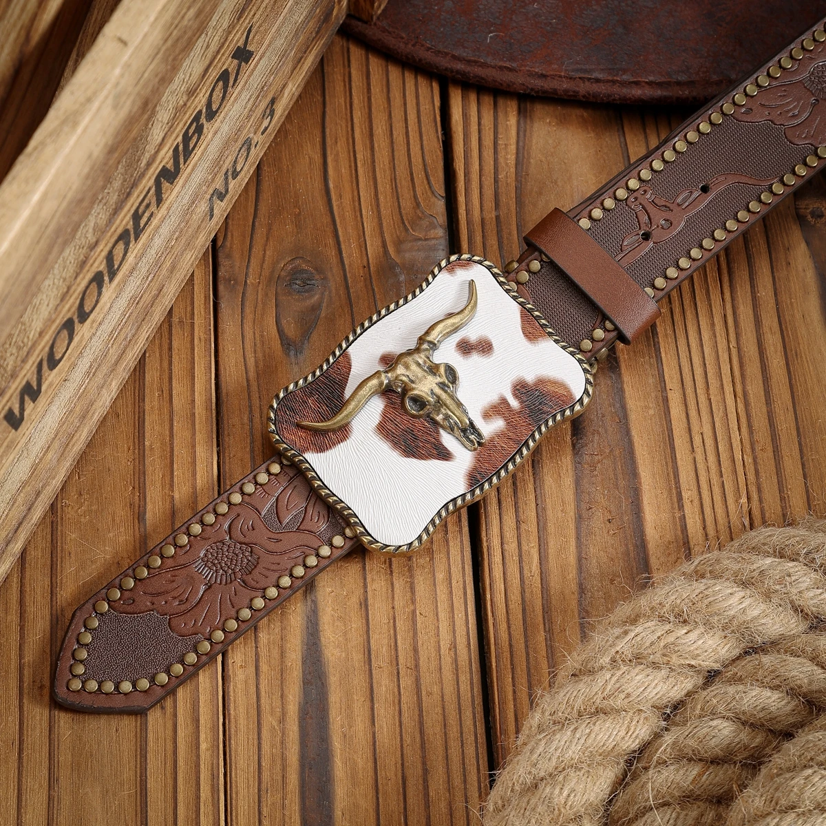 حزام PU على الطراز الغربي مع إبزيم مناسب لكل من الرجال والنساء، كاجوال ورجعي، مثالي للنزهات اليومية #6