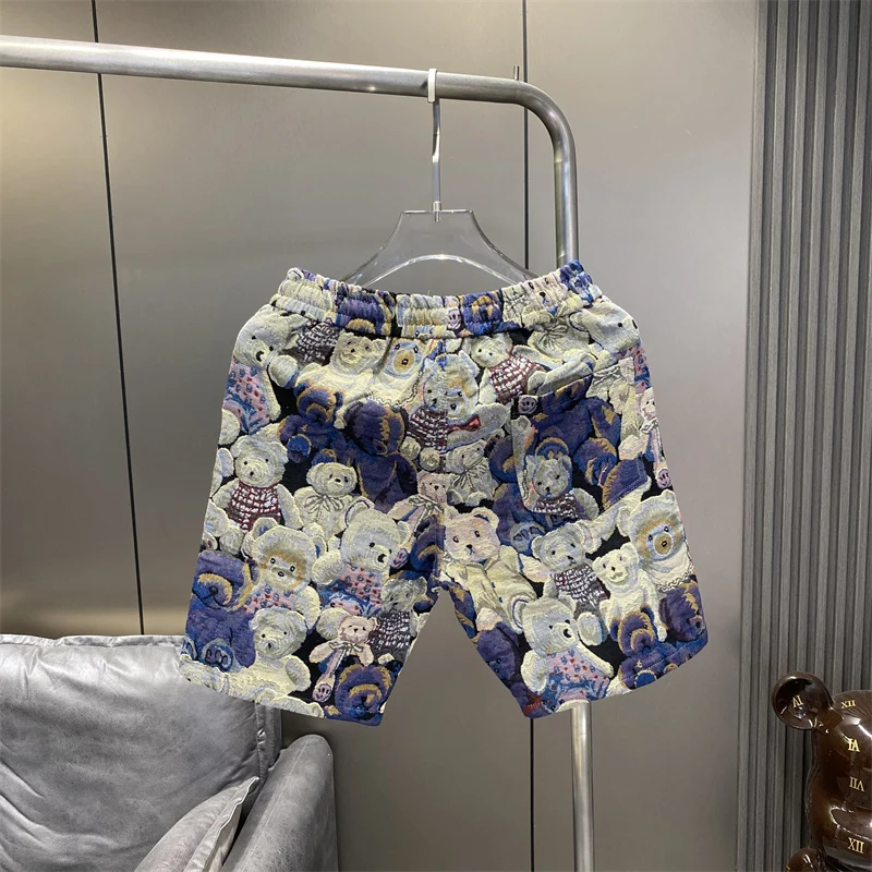 

Casual Bear Men's Beach ort Pants Five-Quarter Length Straight Leg Elastic Waist Summer New Sle Trendy Brand Youth Faion