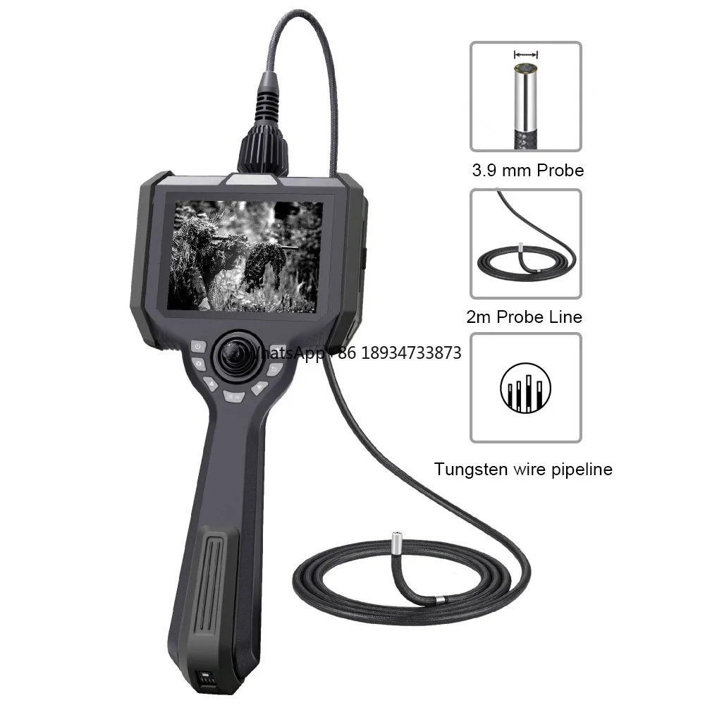 Hot selling 4mm IR camera endoscope, 360 articulation optical fiber Infrared borescope, long range view IP67 HD videoscope cam