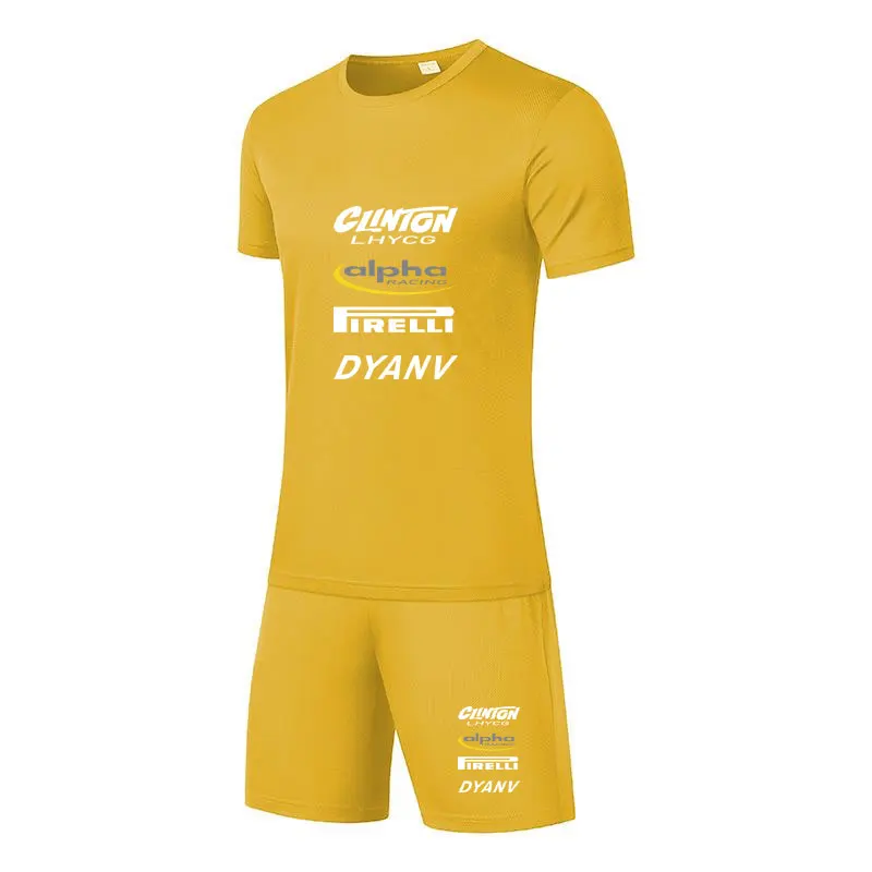 Men's fashionable summer novelty, breathable round neck T-shirt and letter printed shorts, quick drying casual outdoor clothing