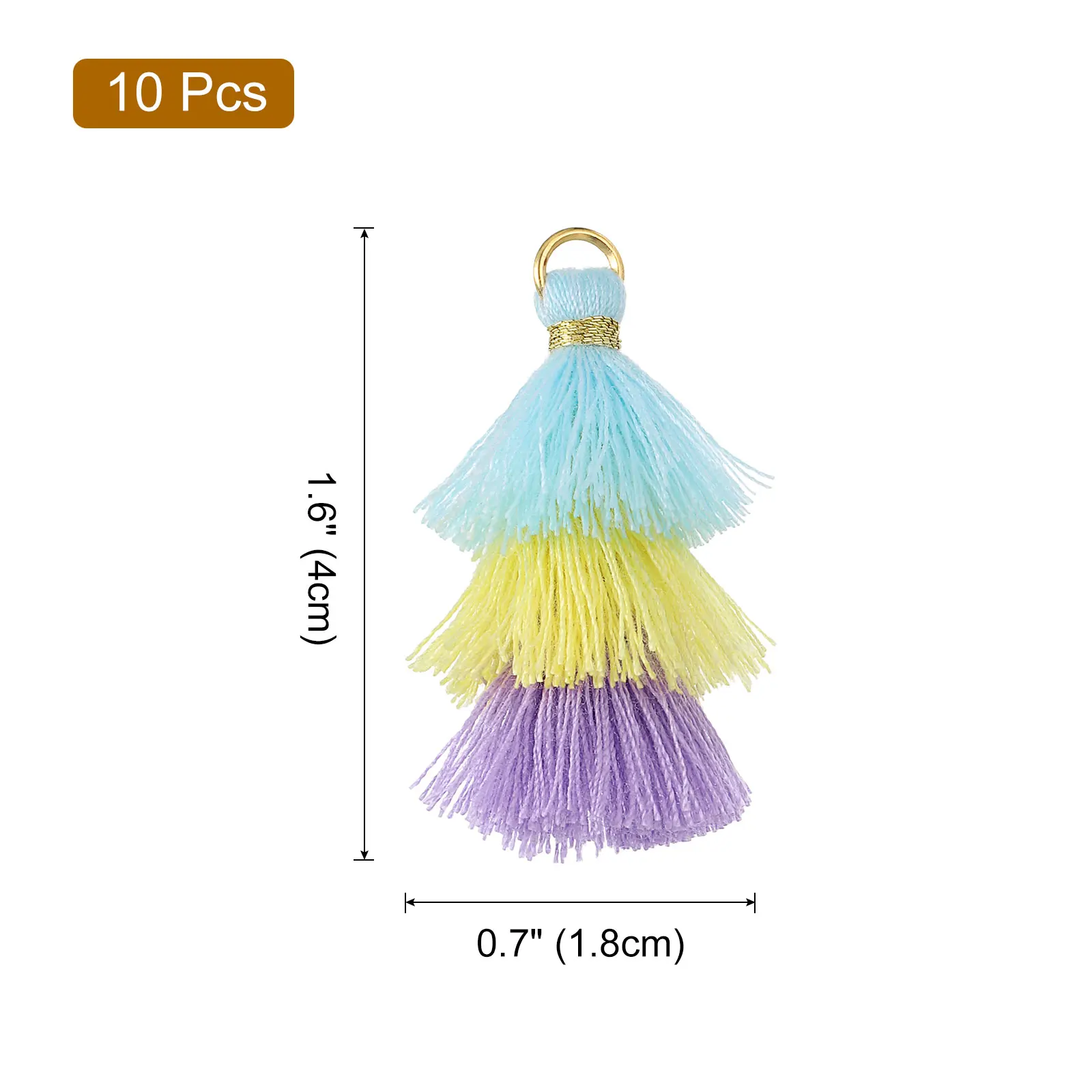 Uxcell 10Pcs Tiny Tri-Layered Tassels 1.6