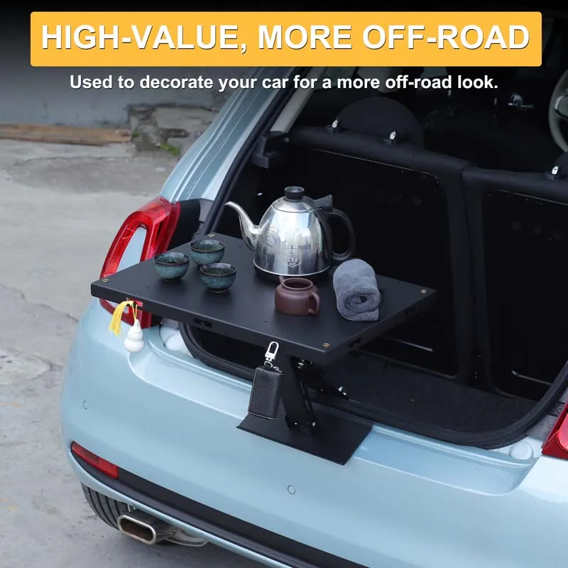 Carbon steel + aluminum alloy Camping Table Portable Car Trunk Lock Latch Table For Fiat 500 Abarth 595 695 2016 +