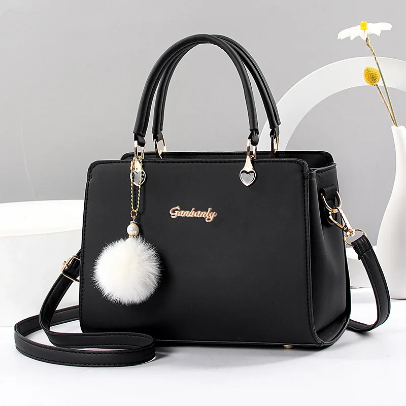 Stylish casual women\'s handbag, commuter shoulder bag crossbody bag, small hair ball pendant decoration