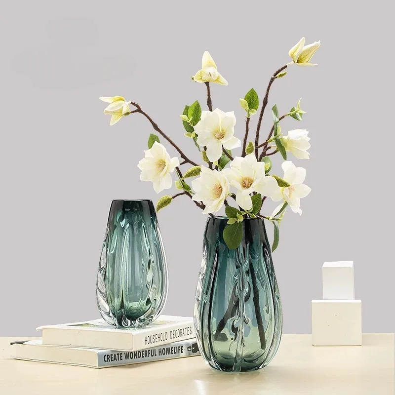 Nordic simple creativity light luxury vase high-end wealth bamboo lily glass vase vase living room table ornaments