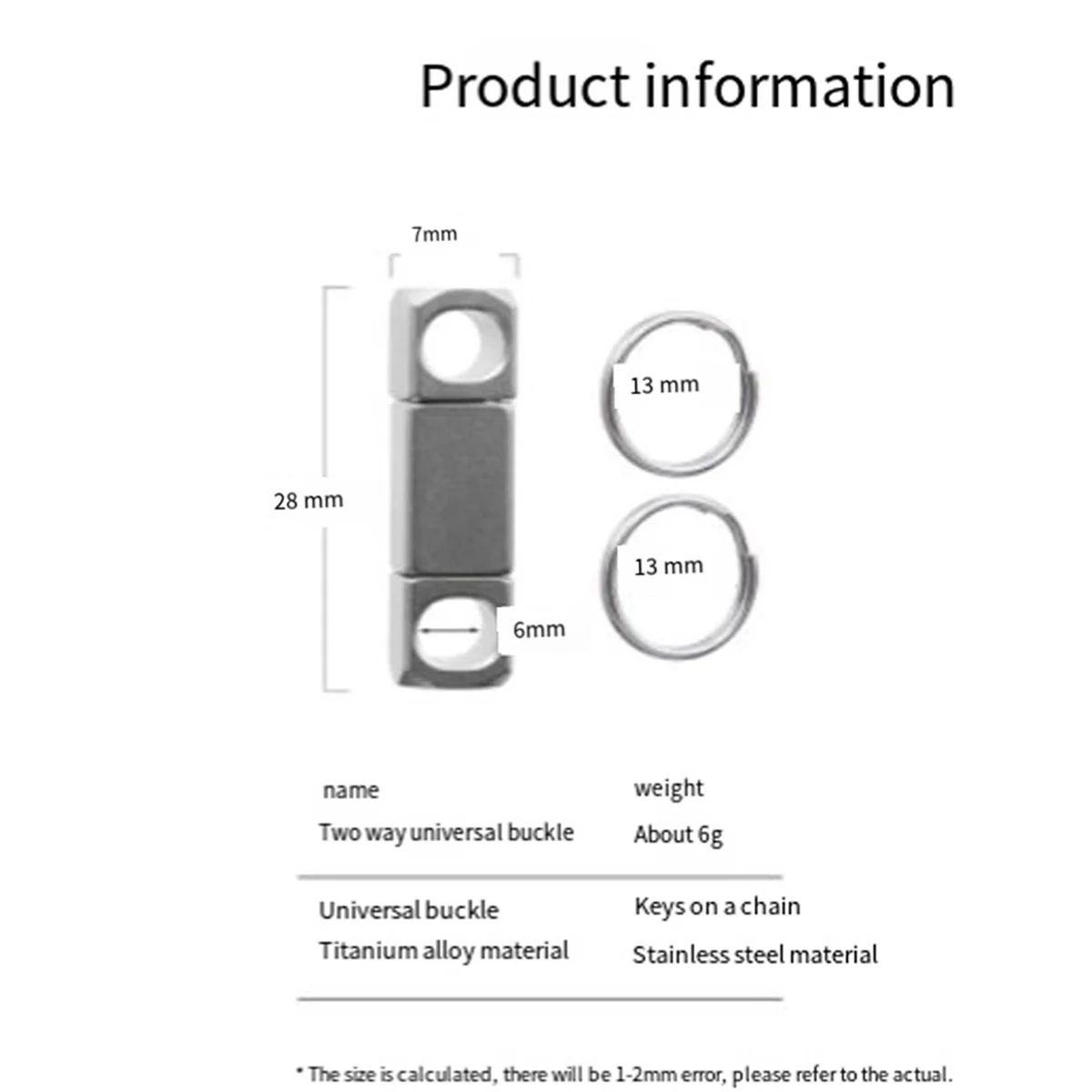ABQR Portachiavi in lega di titanio Accessori per portachiavi rotanti universali Portachiavi per auto Fibbia girevole a 360 gradi
