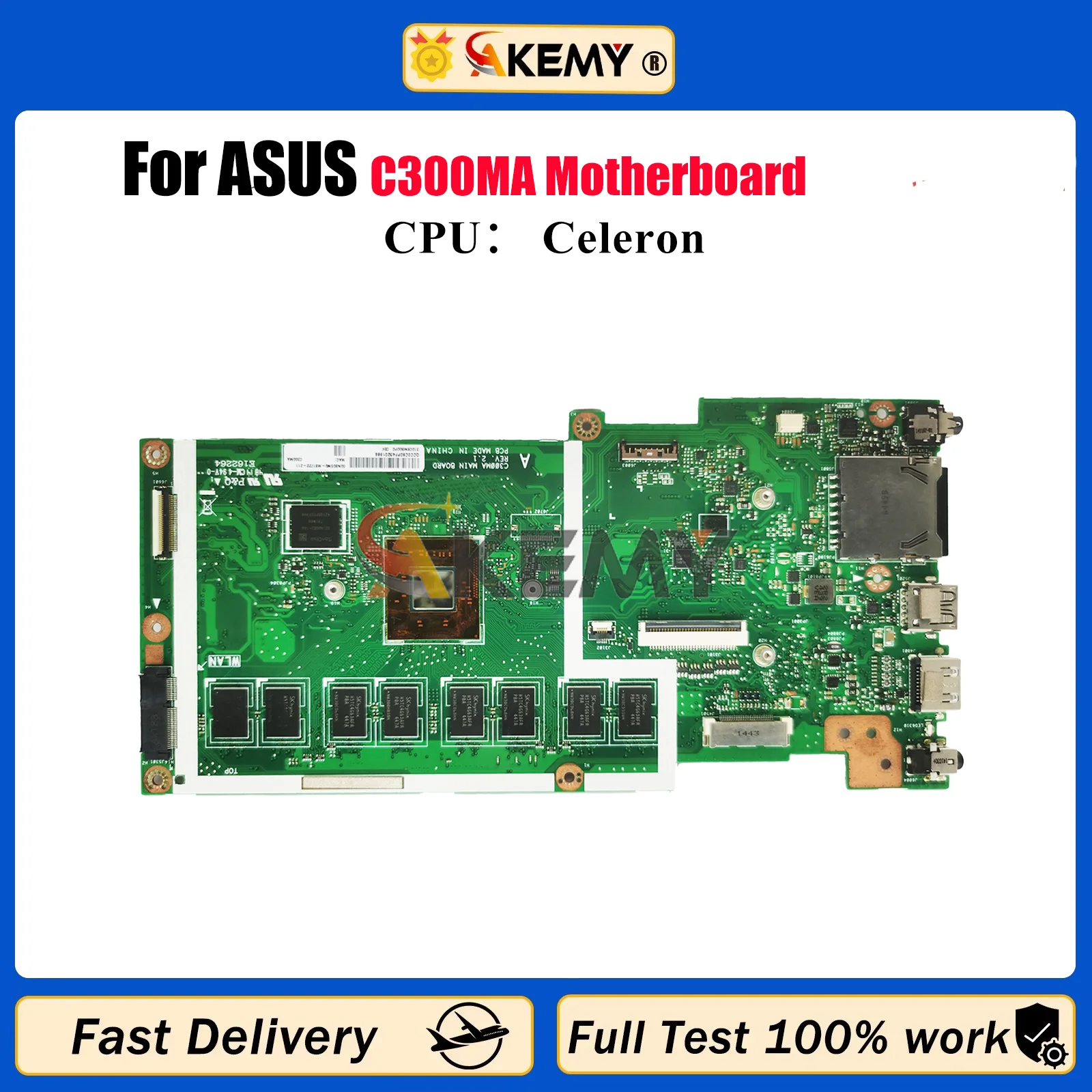 

C300MA Laptop Motherboard For ASUS Chromebook C300M C300MA Notebook Mainboard With Celeron CPU 100% tests OK fast shipping stk